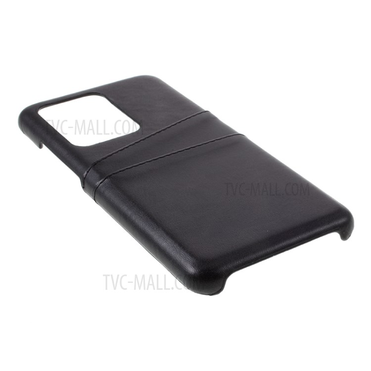 Double Card Slots PU Leather Coated PC Case for Samsung Galaxy S20 Ultra - Black-6