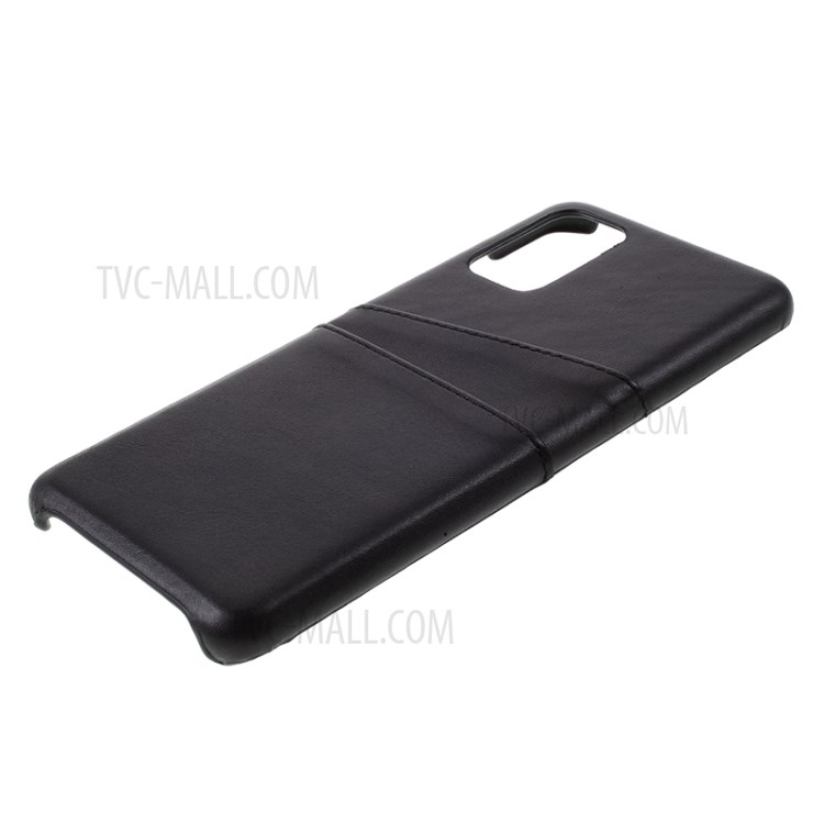Double Card Slots PU Leather Coated PC Shell for Samsung Galaxy S20 Plus - Black-5