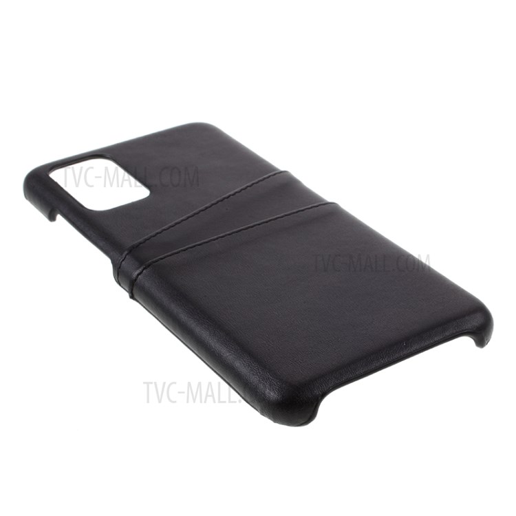 Double Card Slots PU Leather Coated PC Shell for Samsung Galaxy S20 Plus - Black-6