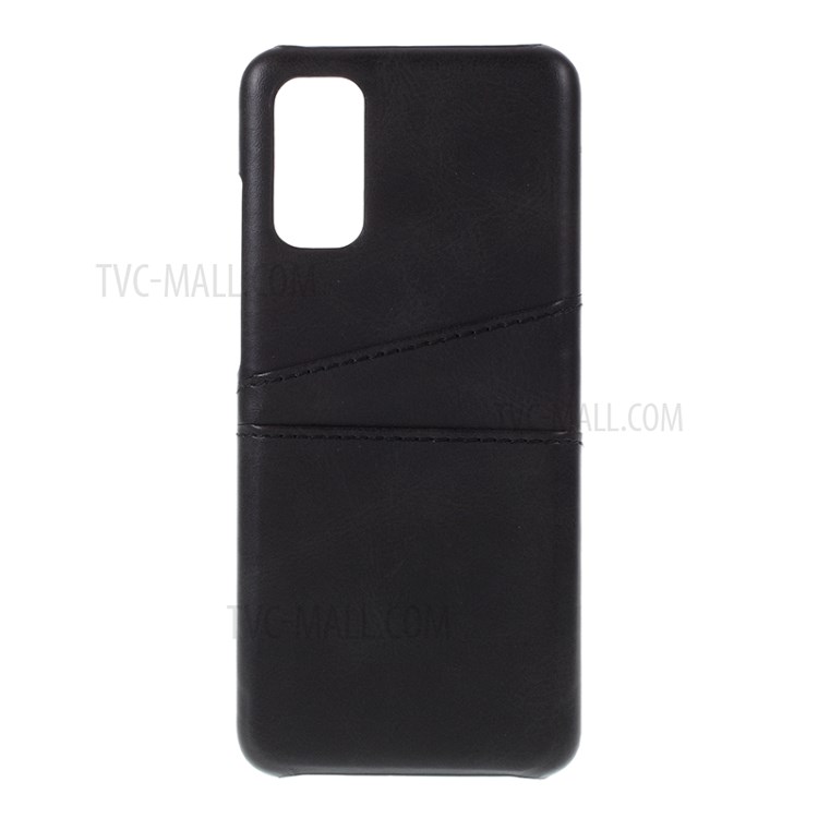Double Card Slots PU Leather Coated PC Case Cover for Samsung Galaxy S20 - Black-1