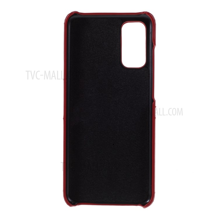 Double Card Slots PU Leather Coated PC Case Cover for Samsung Galaxy S20 - Red-3