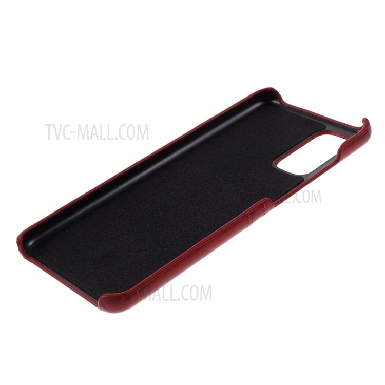 Double Card Slots PU Leather Coated PC Case Cover for Samsung Galaxy S20 - Red-5