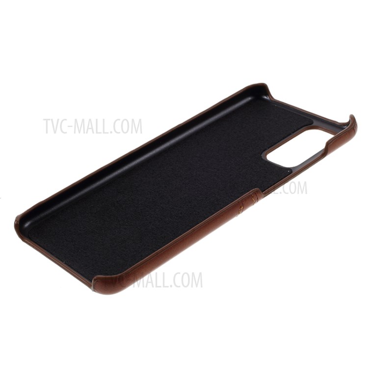 Double Card Slots PU Leather Coated PC Case Cover for Samsung Galaxy S20 - Coffee-5