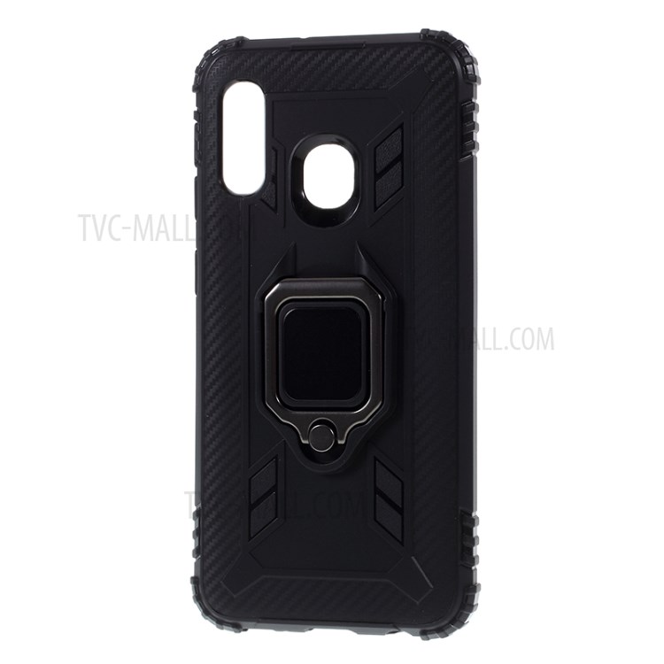 Finger Ring Kickstand Drop-proof TPU Mobile Protective Cover for Samsung Galaxy A20e - Black-2