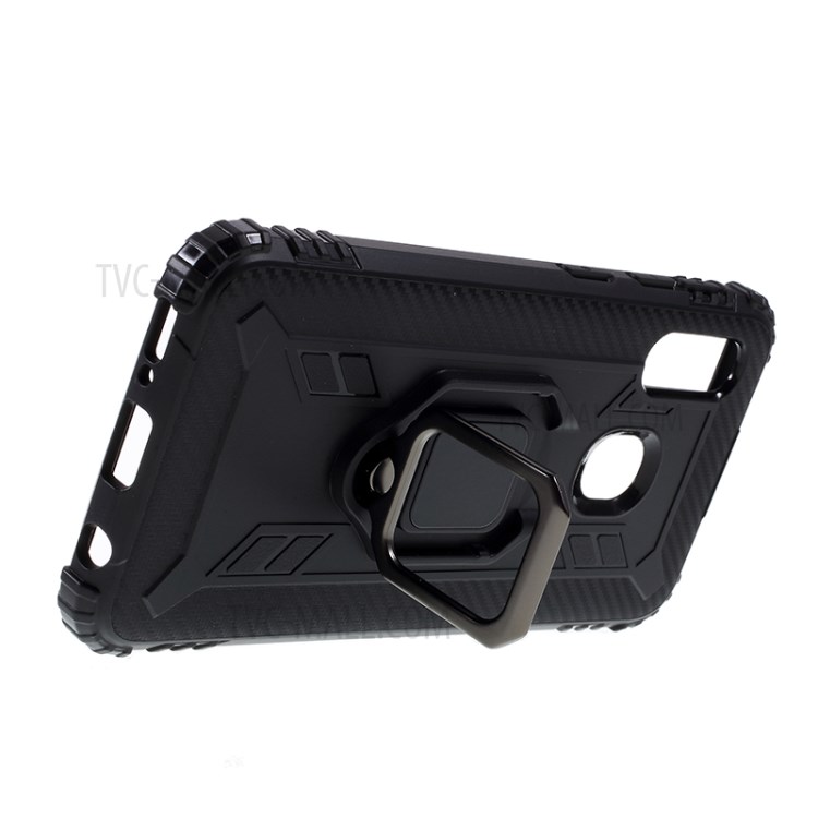 Finger Ring Kickstand Drop-proof TPU Mobile Protective Cover for Samsung Galaxy A20e - Black-7