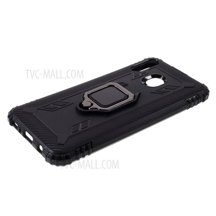 For Samsung Galaxy M20 Shockproof TPU Shell with Finger Ring Kickstand - Black-5