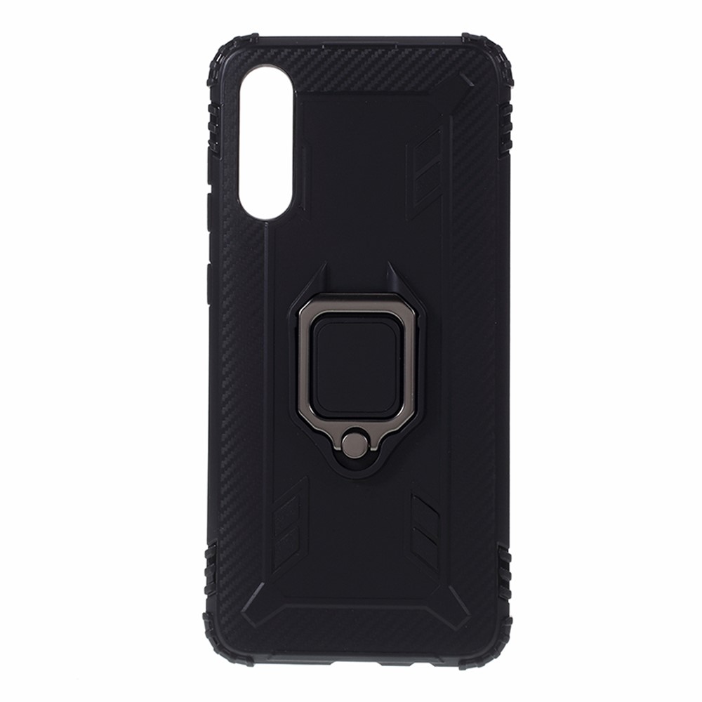 With Kickstand Shockproof TPU Cell Phone Case for Samsung Galaxy A70/A70s - Black-1