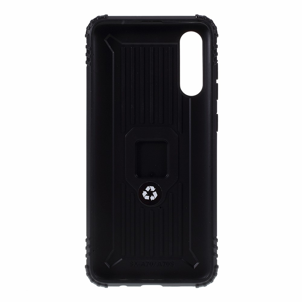 With Kickstand Shockproof TPU Cell Phone Case for Samsung Galaxy A70/A70s - Black-3