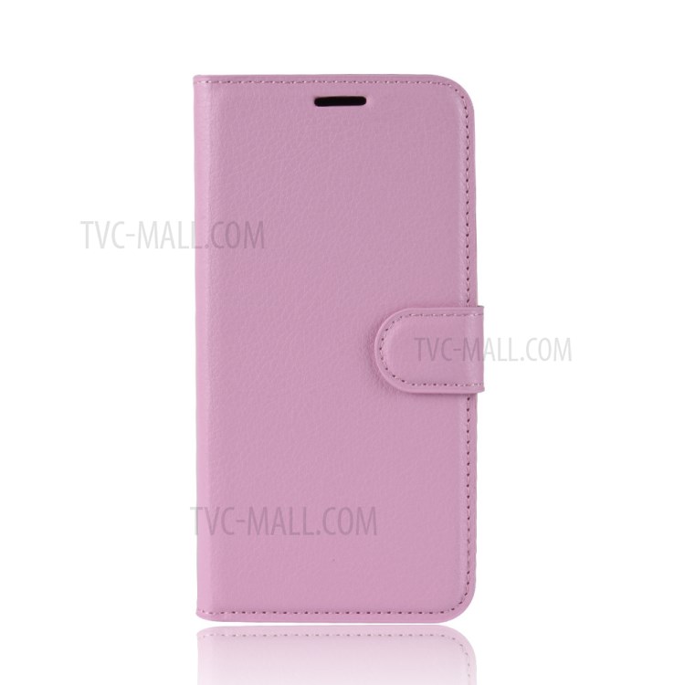 Litchi Skin Wallet Leather Stand Case for Samsung Galaxy A21 - Pink-2