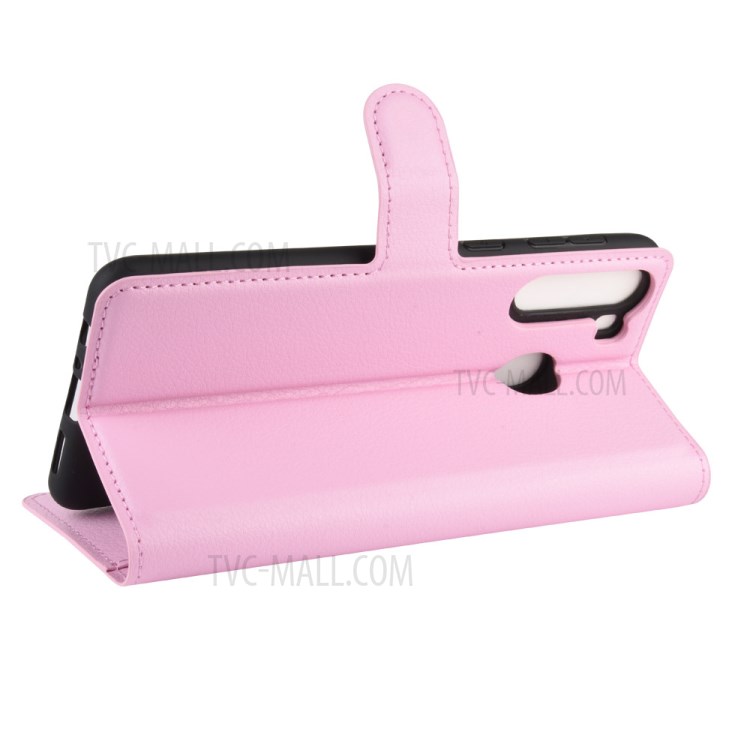 Litchi Skin Wallet Leather Stand Case for Samsung Galaxy A21 - Pink-5