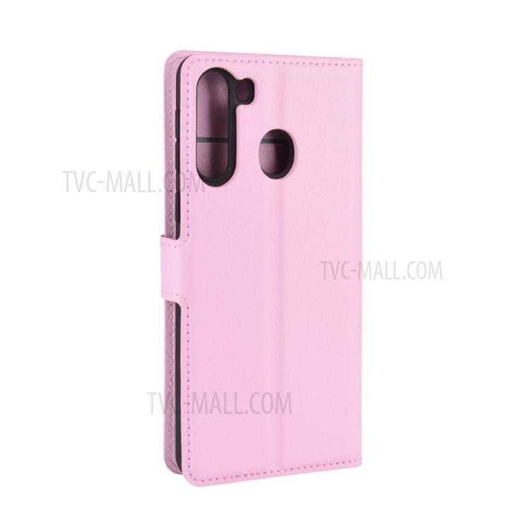 Litchi Skin Wallet Leather Stand Case for Samsung Galaxy A21 - Pink-6