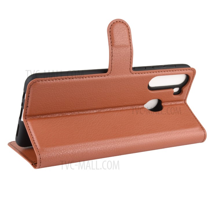 Litchi Skin Wallet Leather Stand Case for Samsung Galaxy A21 - Brown-5