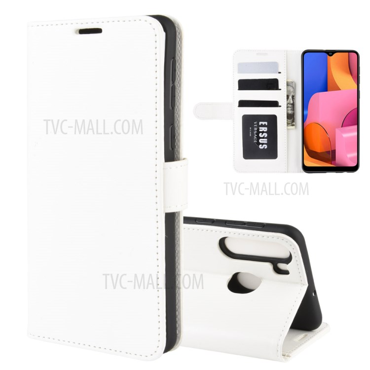 Crazy Horse Surface Leather Wallet Covering for Samsung Galaxy A21 - White-2