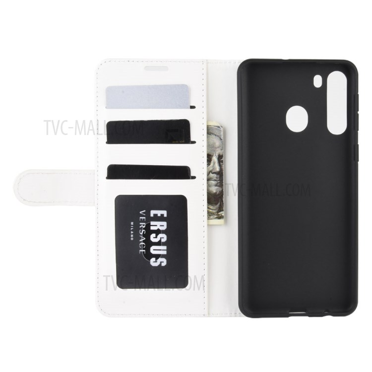 Crazy Horse Surface Leather Wallet Covering for Samsung Galaxy A21 - White-5