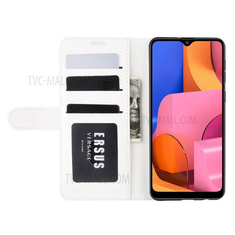Crazy Horse Surface Leather Wallet Covering for Samsung Galaxy A21 - White-6