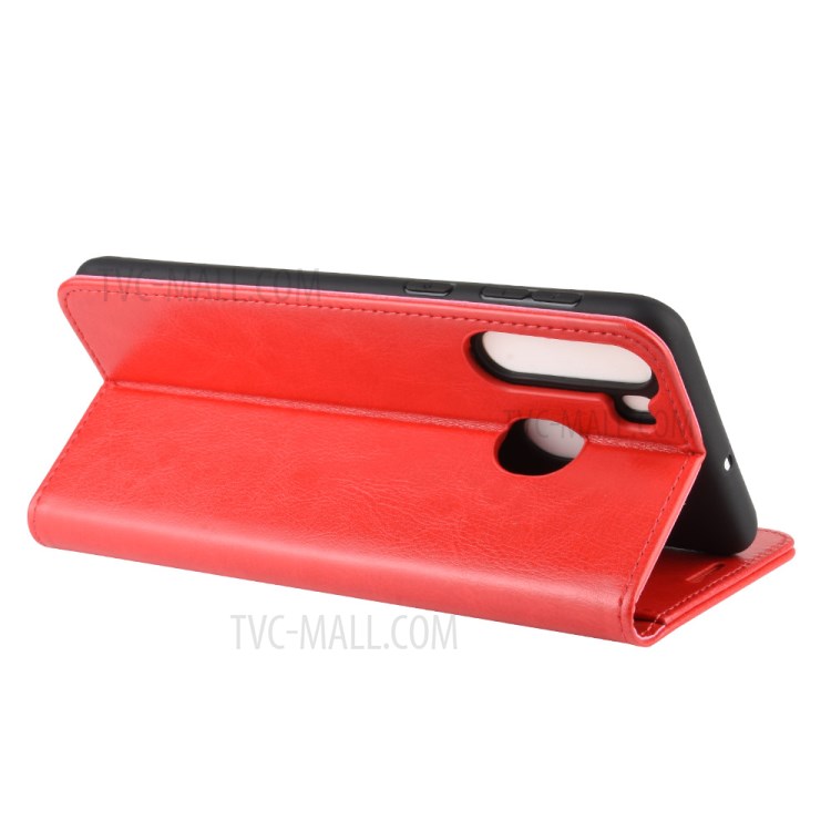 Crazy Horse Surface Leather Wallet Covering for Samsung Galaxy A21 - Red-7