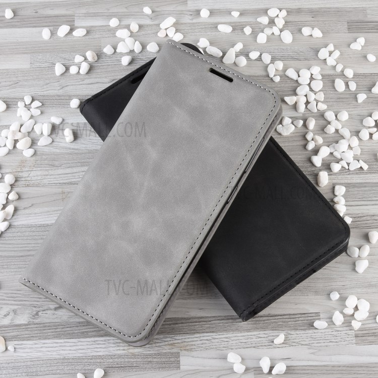 Silky Touch Leather Wallet Stylish Case for Samsung Galaxy A21 - Grey-10