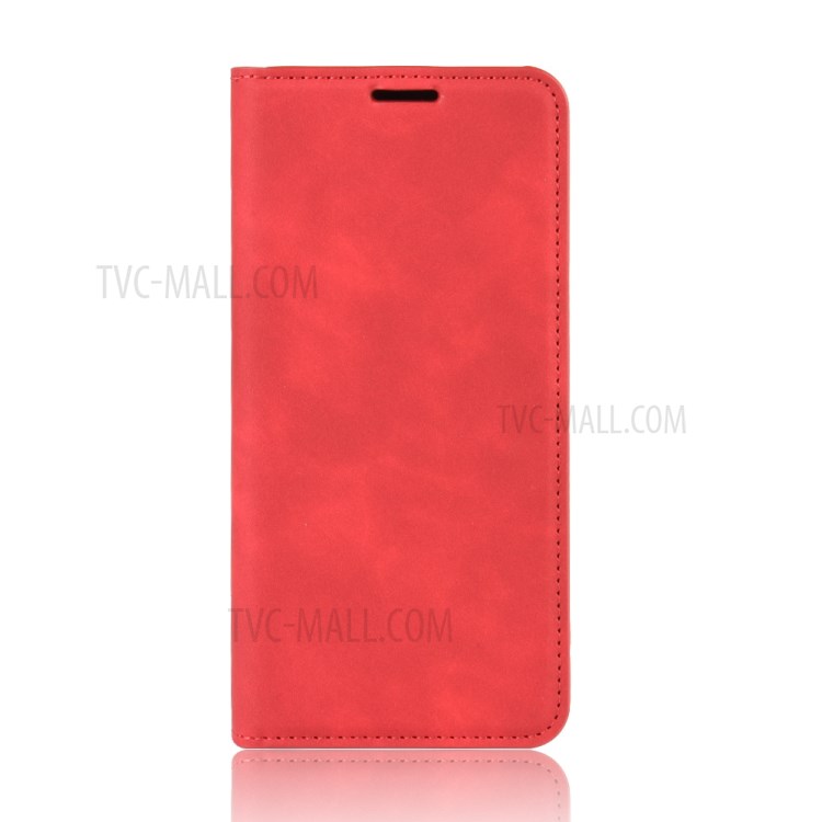 Silky Touch Leather Wallet Stylish Case for Samsung Galaxy A21 - Red-3