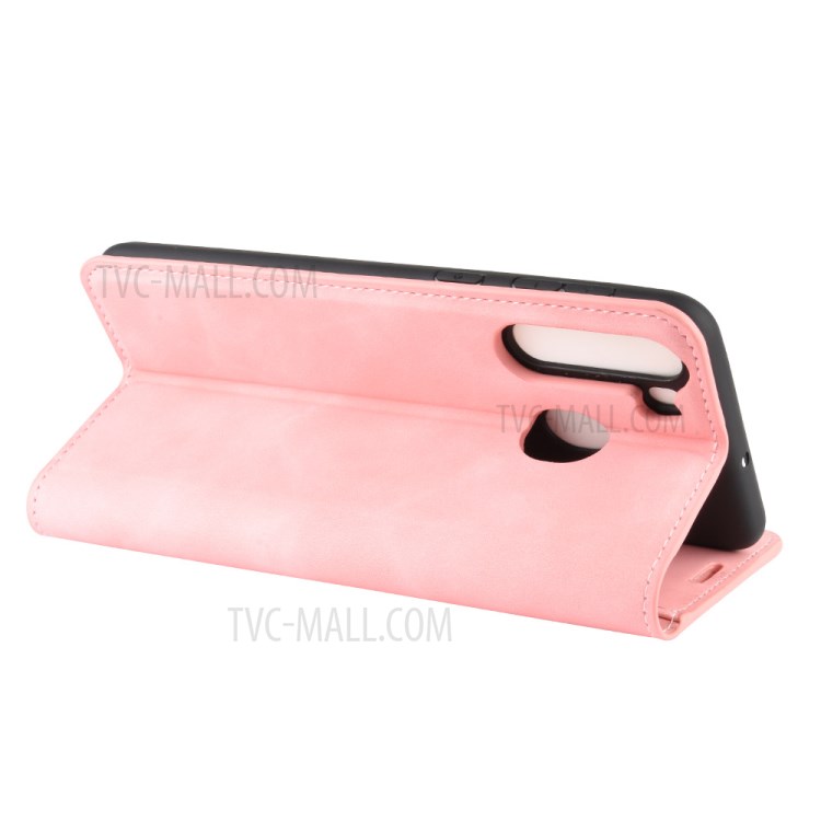 Silky Touch Leather Wallet Stylish Case for Samsung Galaxy A21 - Pink-6