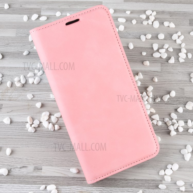 Silky Touch Leather Wallet Stylish Case for Samsung Galaxy A21 - Pink-8
