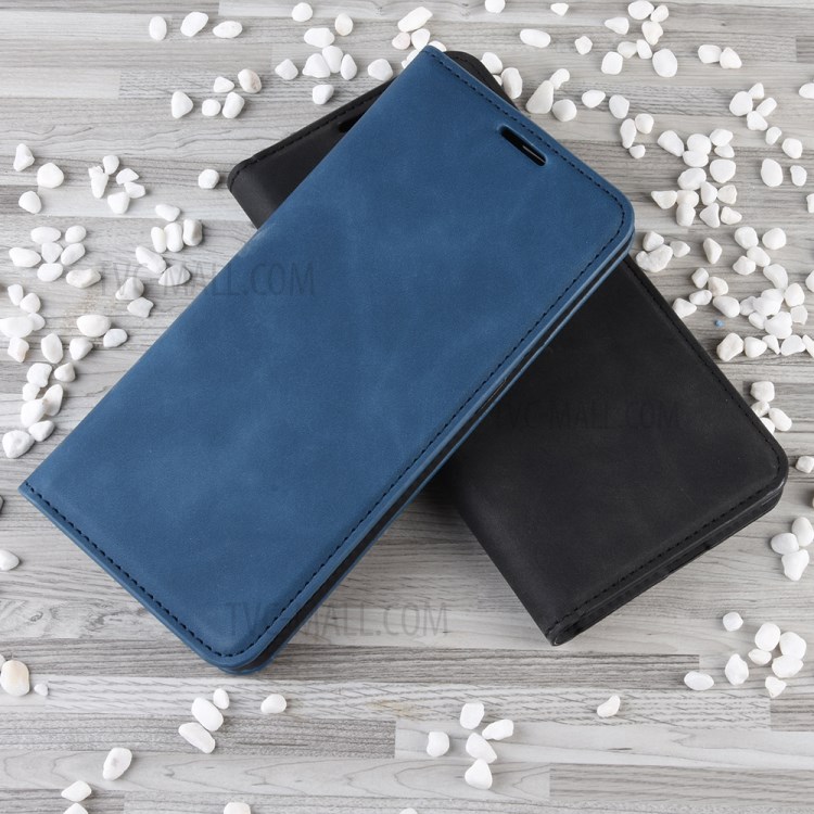 Silky Touch Leather Wallet Stylish Case for Samsung Galaxy A21 - Blue-10