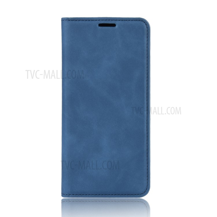 Silky Touch Leather Wallet Stylish Case for Samsung Galaxy A21 - Blue-3