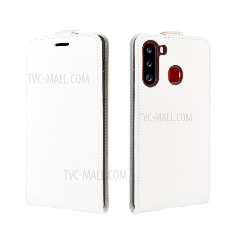 Crazy Horse Skin Vertical Flip Leather Phone Shell for Samsung Galaxy A21 - White-2