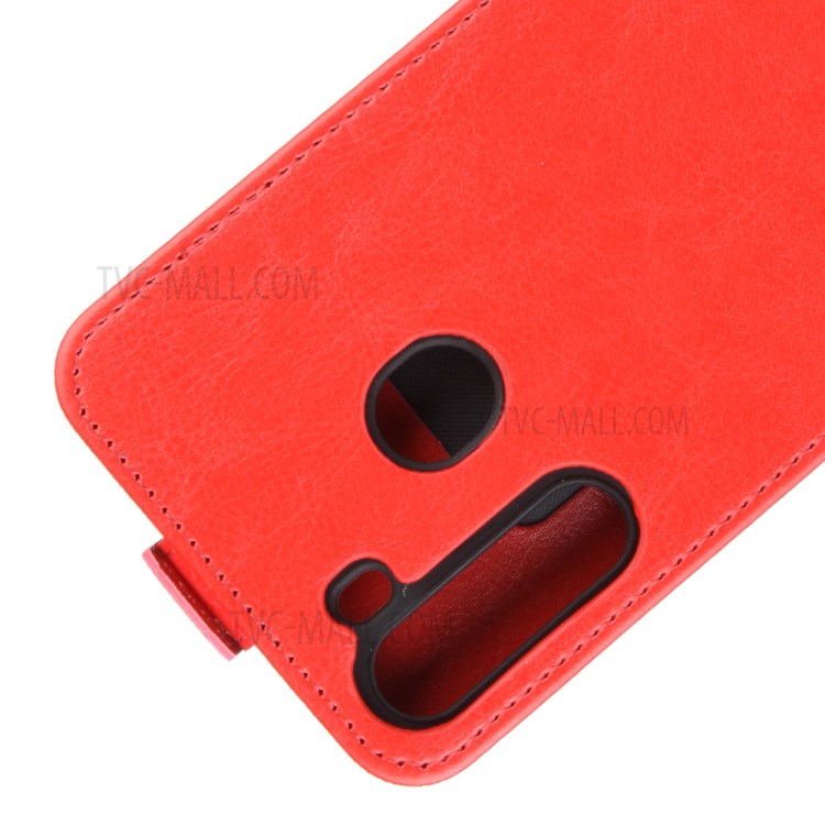 Crazy Horse Skin Vertical Flip Leather Phone Shell for Samsung Galaxy A21 - Red-3