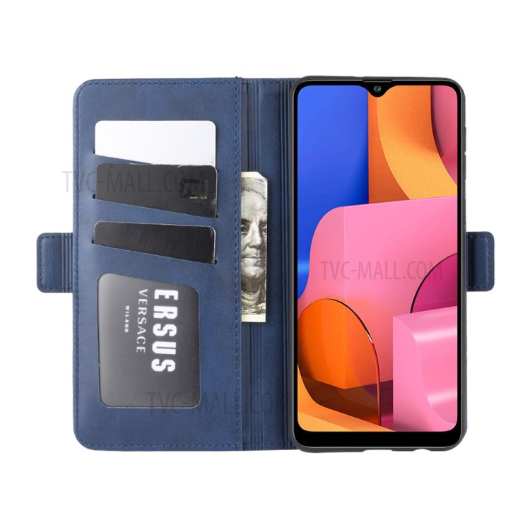 Magnet Adsorption Leather Wallet Case for Samsung Galaxy A21 - Blue-5