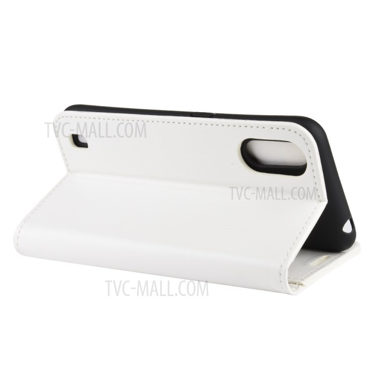 Crazy Horse Surface with Wallet Leather Phone Stand Casing for Samsung Galaxy A01 - White-7
