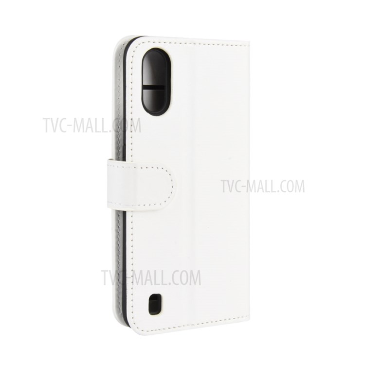 Crazy Horse Surface with Wallet Leather Phone Stand Casing for Samsung Galaxy A01 - White-8