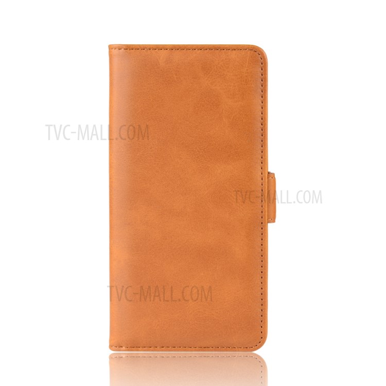 Double Clasp Flip Leather Wallet Stand Phone Case for Samsung Galaxy A01 - Light Brown-4
