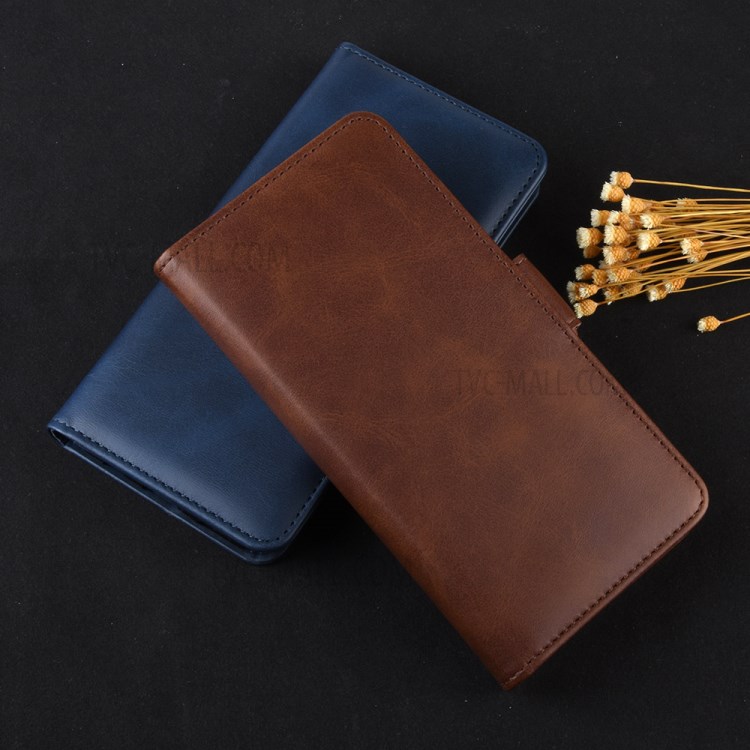 Double Clasp Flip Leather Wallet Stand Phone Case for Samsung Galaxy A01 - Dark Brown-8