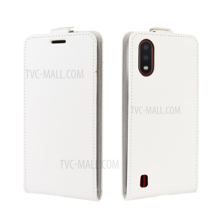 Crazy Horse Texture Leather Protective Phone Case for Samsung Galaxy A01 - White-2