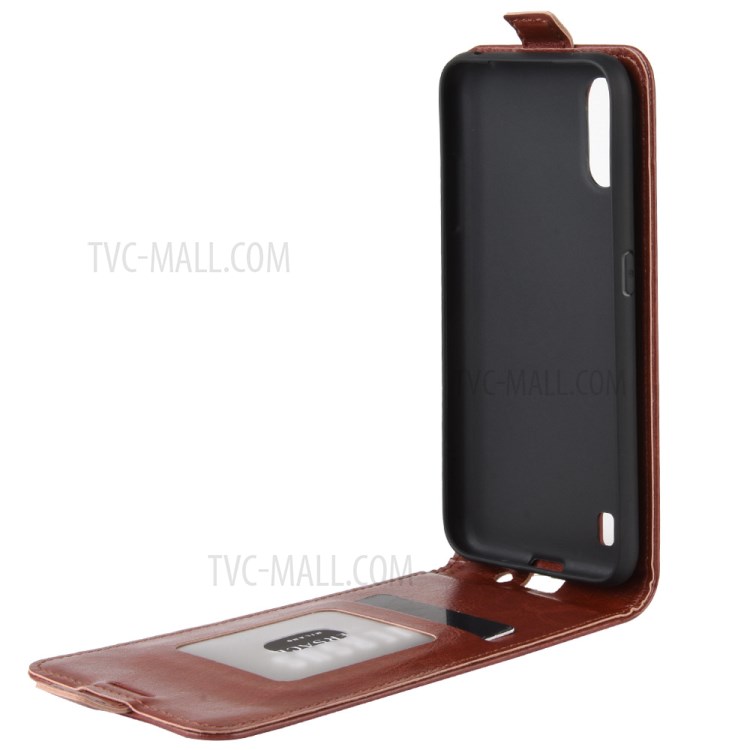 Crazy Horse Texture Leather Protective Phone Case for Samsung Galaxy A01 - Brown-5