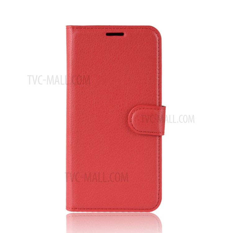 Litchi Grain Wallet Leather Phone Cover for Samsung Galaxy A01 - Red-2