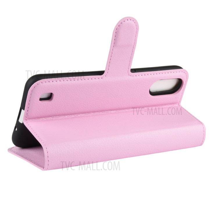 Litchi Grain Wallet Leather Phone Cover for Samsung Galaxy A01 - Pink-5