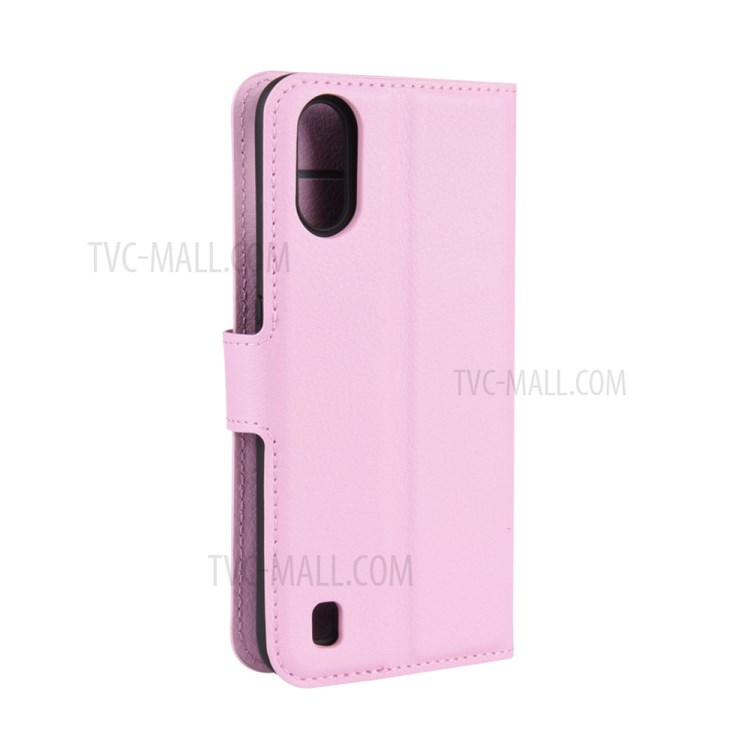 Litchi Grain Wallet Leather Phone Cover for Samsung Galaxy A01 - Pink-6