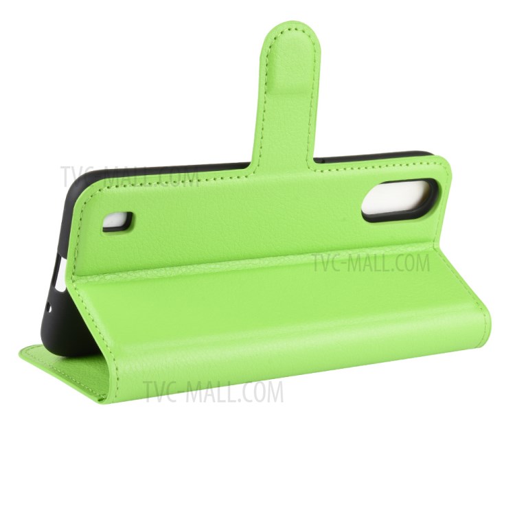 Litchi Grain Wallet Leather Phone Cover for Samsung Galaxy A01 - Green-5
