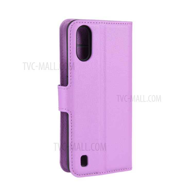 Litchi Grain Wallet Leather Phone Cover for Samsung Galaxy A01 - Purple-6