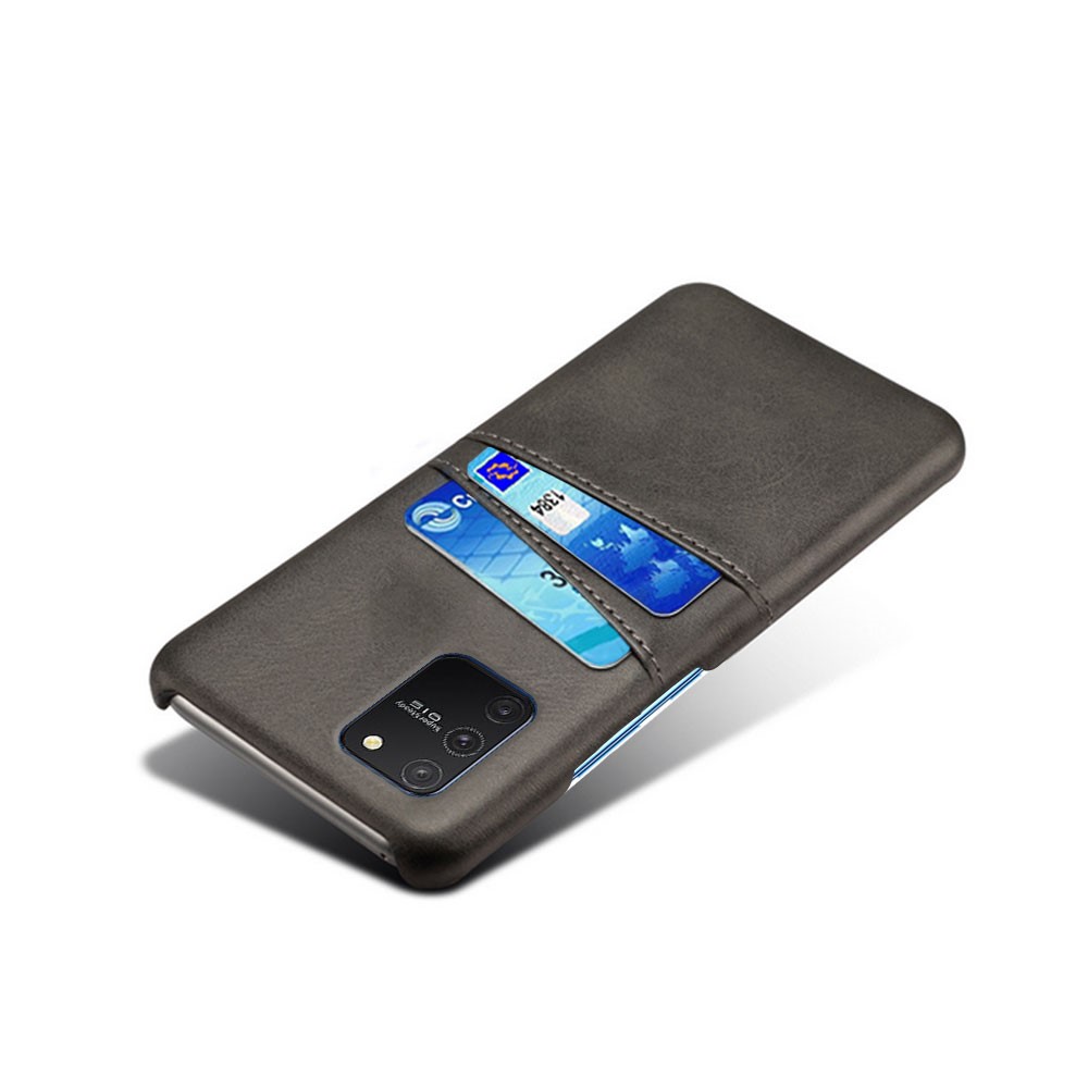 KSQ Con Slot a Doppia Scheda in Pelle PU Con Guscio Per PC Duro Rivestito Per Samsung Galaxy A91/S10 Lite - Nero