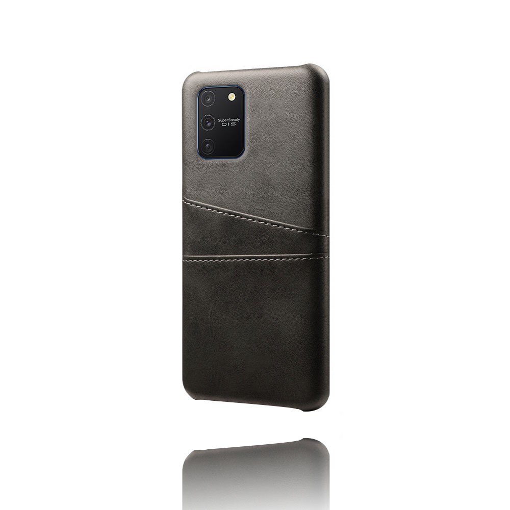 KSQ with Double Card Slots PU Leather Coated Hard PC Shell for Samsung Galaxy A91/S10 Lite - Black-4