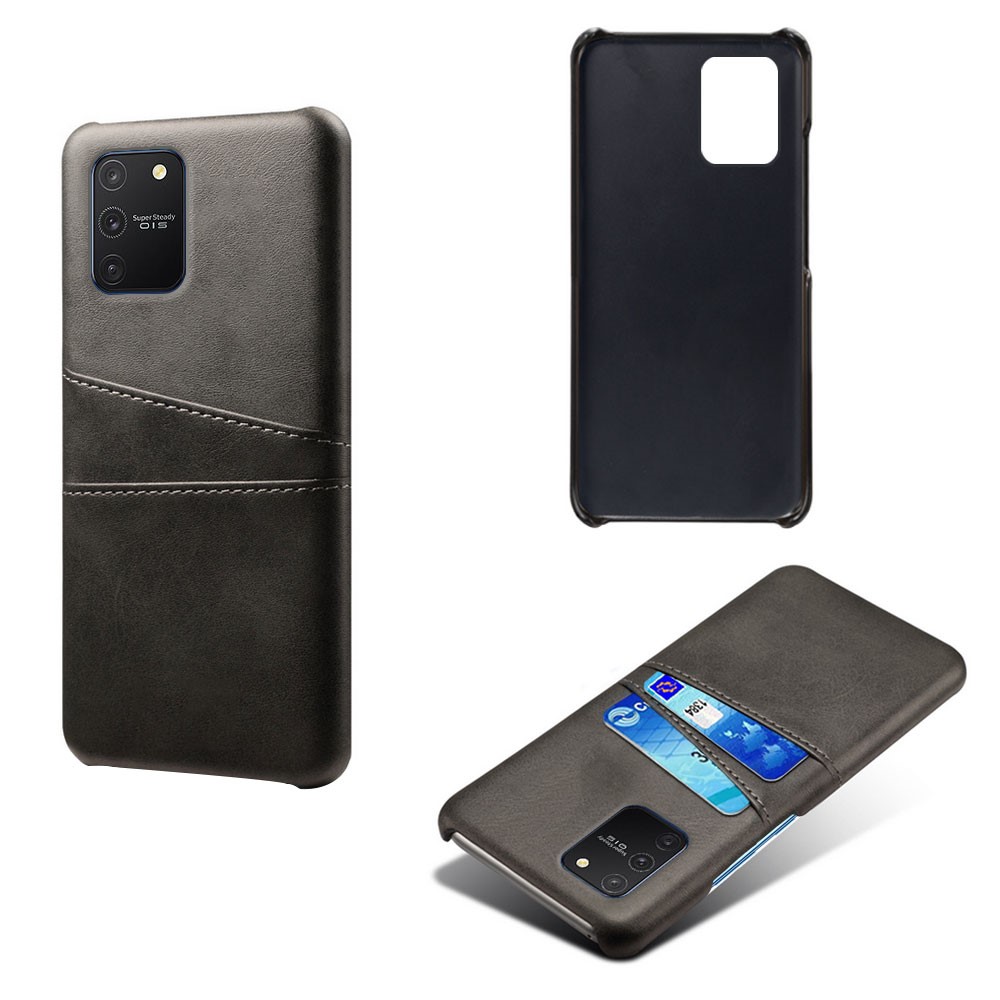 KSQ Avec Machines à Sous en Double Carte PU en Cuir en Cuir Enduit de Coque du PC Dur Pour Samsung Galaxy A91 / S10 Lite - le Noir