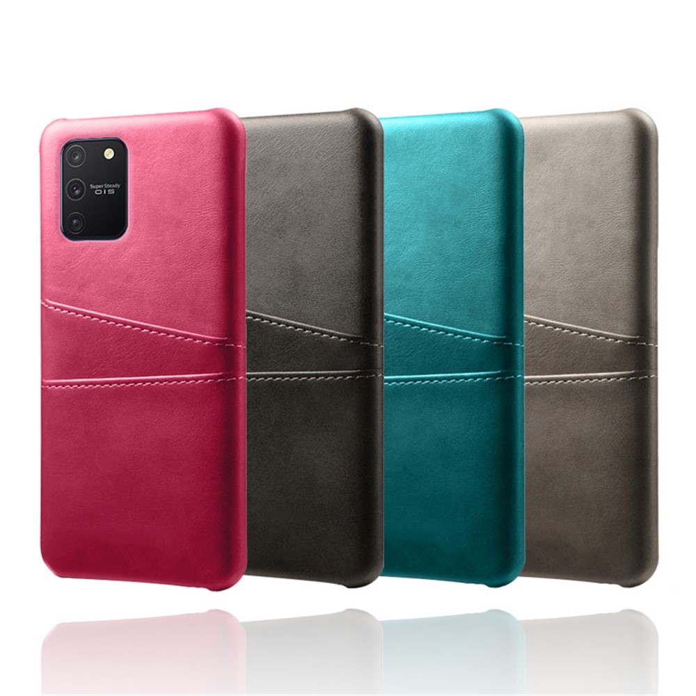 KSQ with Double Card Slots PU Leather Coated Hard PC Shell for Samsung Galaxy A91/S10 Lite - Black-7