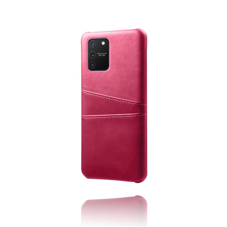 KSQ with Double Card Slots PU Leather Coated Hard PC Shell for Samsung Galaxy A91/S10 Lite - Rose-4