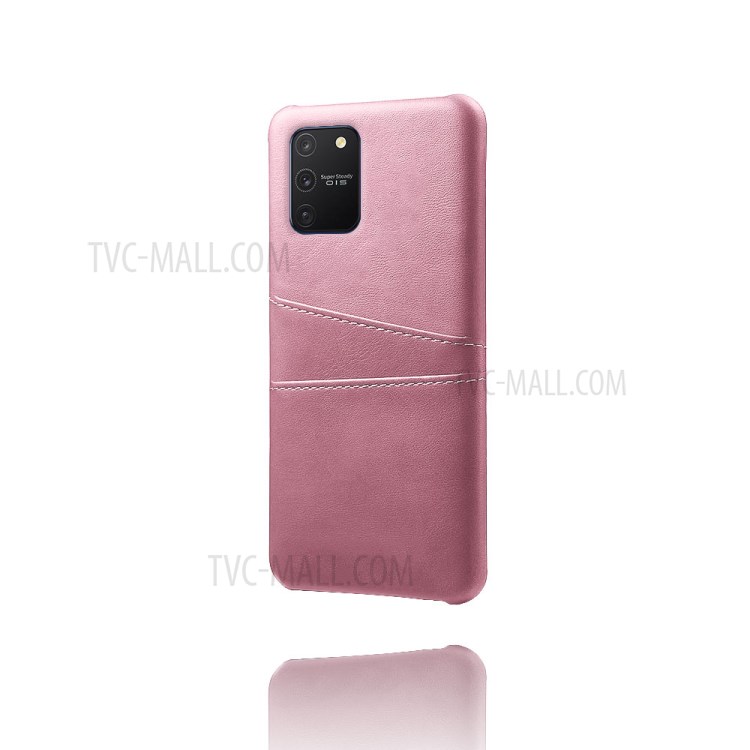 KSQ with Double Card Slots PU Leather Coated Hard PC Shell for Samsung Galaxy A91/S10 Lite - Rose Gold-4