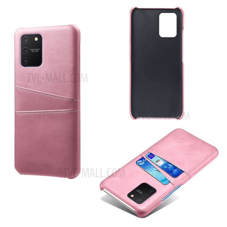 KSQ with Double Card Slots PU Leather Coated Hard PC Shell for Samsung Galaxy A91/S10 Lite - Rose Gold-5
