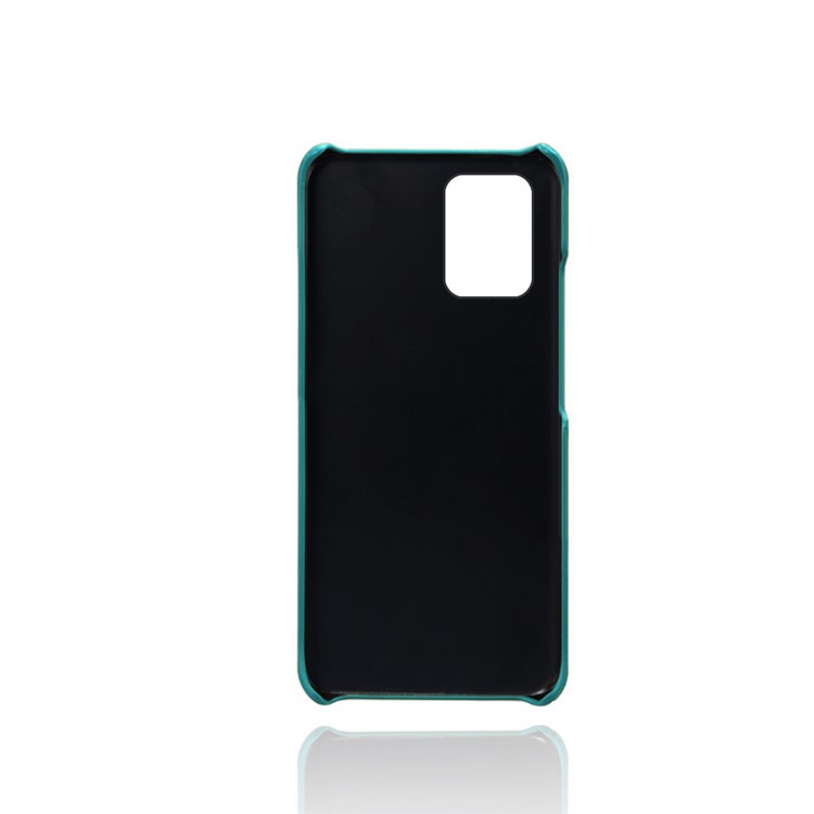 KSQ with Double Card Slots PU Leather Coated Hard PC Shell for Samsung Galaxy A91/S10 Lite - Cyan-2