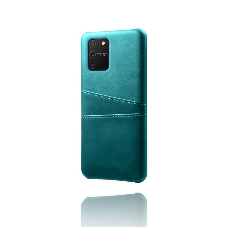 KSQ Com Slots de Cartão Duplo PU Coated Hard PC Shell Para Samsung Galaxy A91/S10 Lite - Verde-4