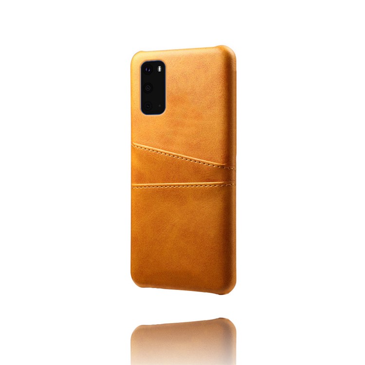 KSQ Zwei Kartensteckplätze PU -lederbeschichtete Hartpcschale Für Samsung Galaxy S20 4G/S20 5G - Orange-4